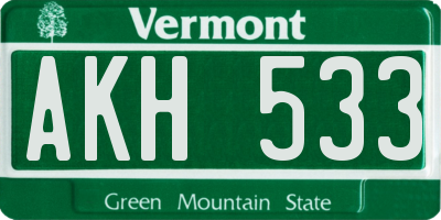 VT license plate AKH533