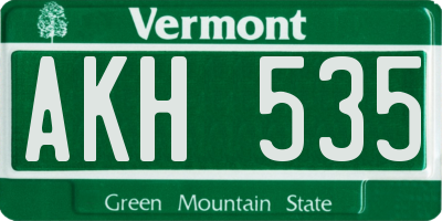 VT license plate AKH535
