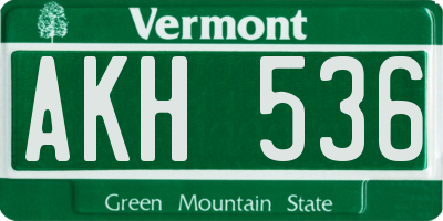 VT license plate AKH536