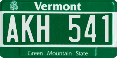 VT license plate AKH541