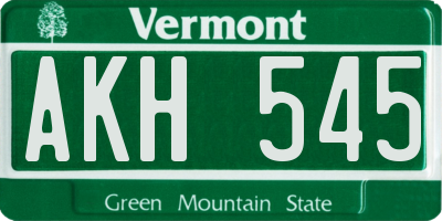 VT license plate AKH545