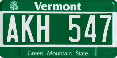 VT license plate AKH547