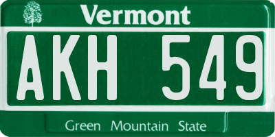 VT license plate AKH549