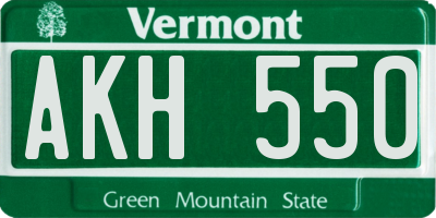 VT license plate AKH550