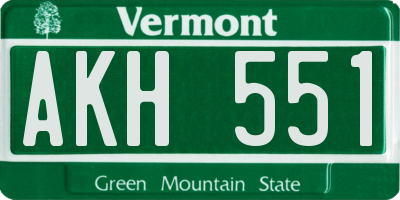 VT license plate AKH551