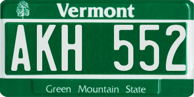 VT license plate AKH552