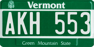 VT license plate AKH553