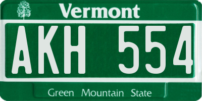 VT license plate AKH554