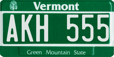 VT license plate AKH555