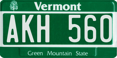 VT license plate AKH560