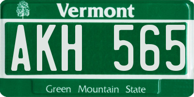VT license plate AKH565