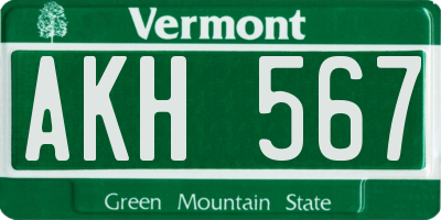 VT license plate AKH567