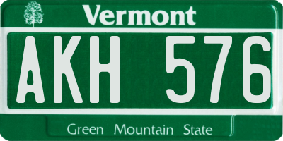 VT license plate AKH576