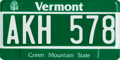 VT license plate AKH578