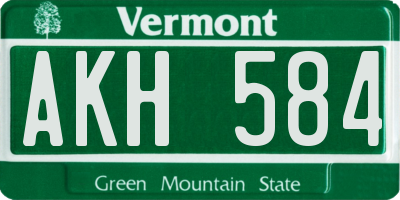 VT license plate AKH584