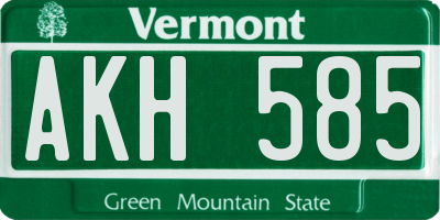 VT license plate AKH585