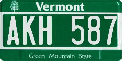 VT license plate AKH587