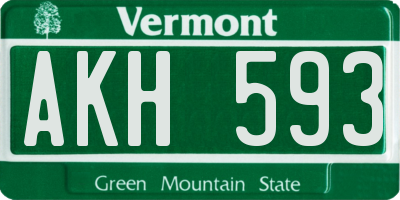 VT license plate AKH593