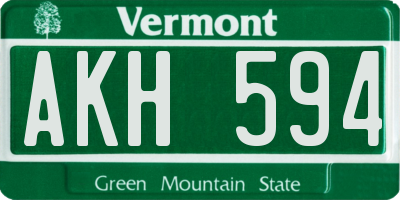 VT license plate AKH594