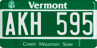 VT license plate AKH595