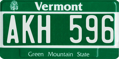VT license plate AKH596