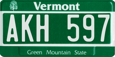VT license plate AKH597