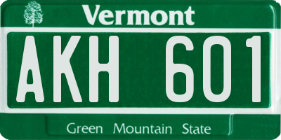VT license plate AKH601