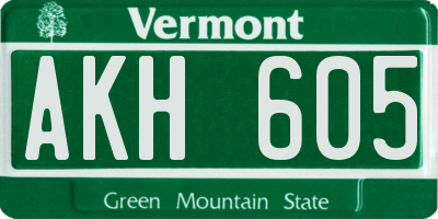 VT license plate AKH605