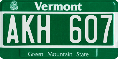 VT license plate AKH607