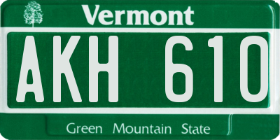 VT license plate AKH610