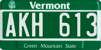 VT license plate AKH613