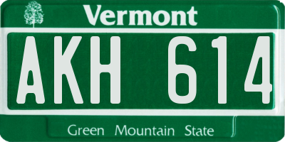 VT license plate AKH614