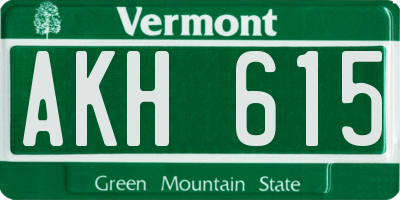 VT license plate AKH615