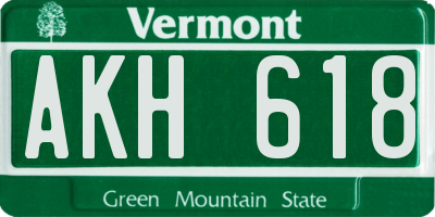 VT license plate AKH618