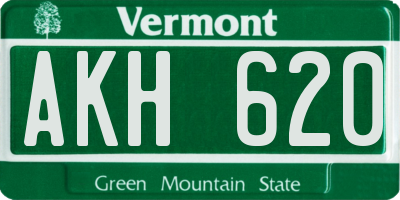 VT license plate AKH620