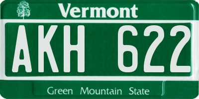 VT license plate AKH622