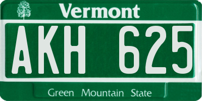 VT license plate AKH625