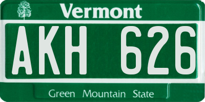 VT license plate AKH626