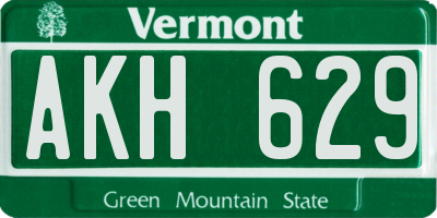 VT license plate AKH629