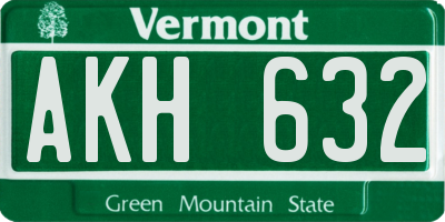 VT license plate AKH632