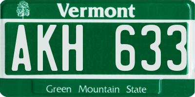 VT license plate AKH633