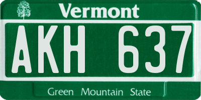 VT license plate AKH637