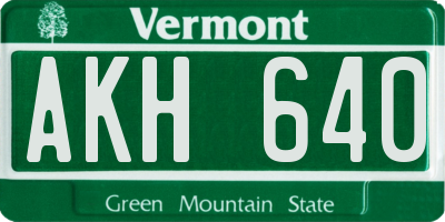 VT license plate AKH640