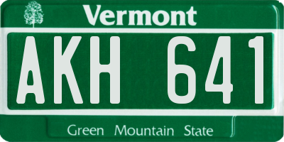 VT license plate AKH641