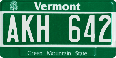 VT license plate AKH642