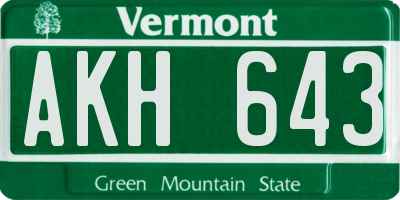 VT license plate AKH643