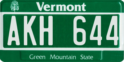 VT license plate AKH644