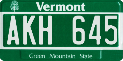 VT license plate AKH645