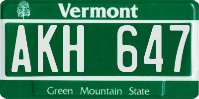 VT license plate AKH647