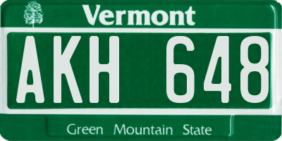VT license plate AKH648